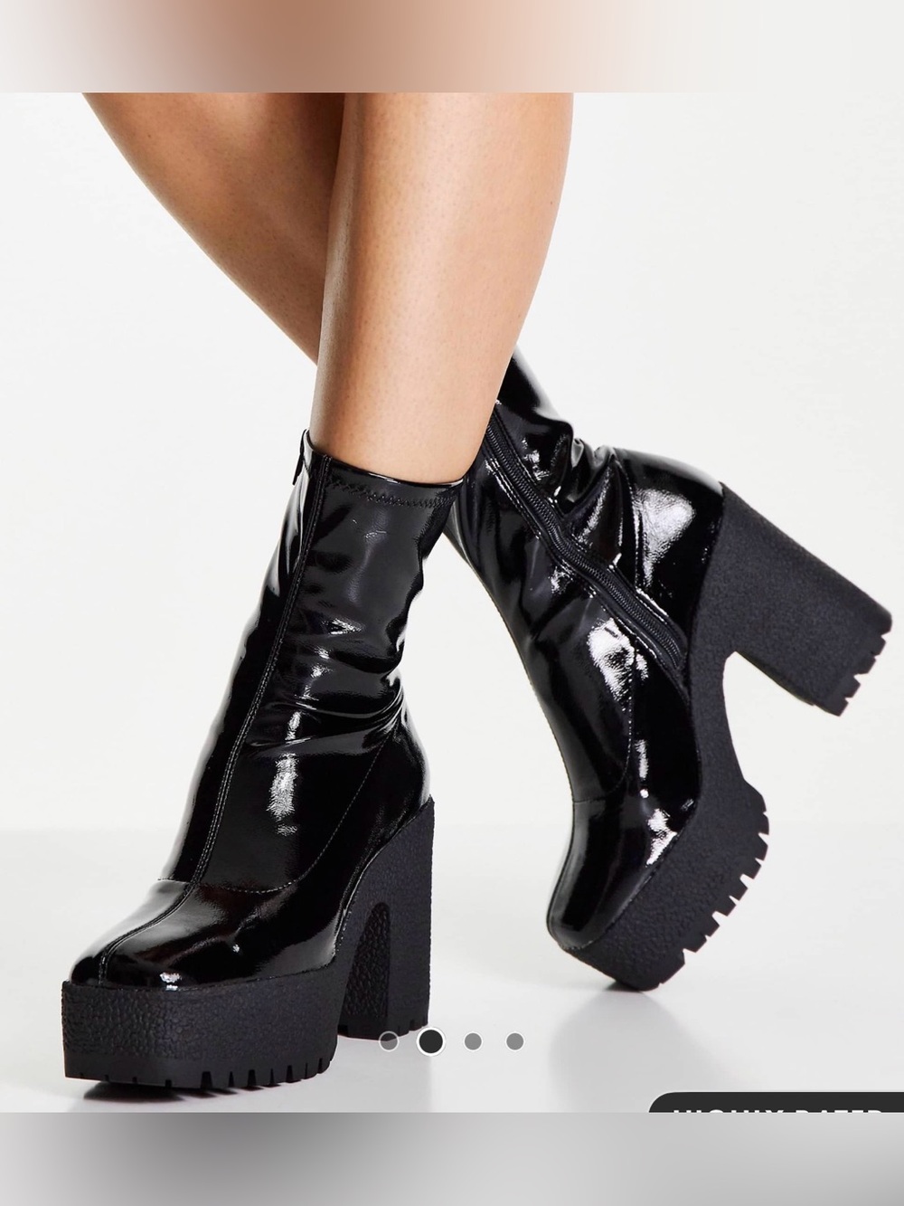 ASOS Black Patent Platform Ankle Boots